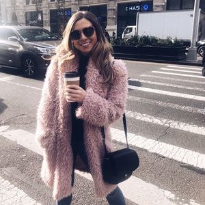 fluffy pink coat